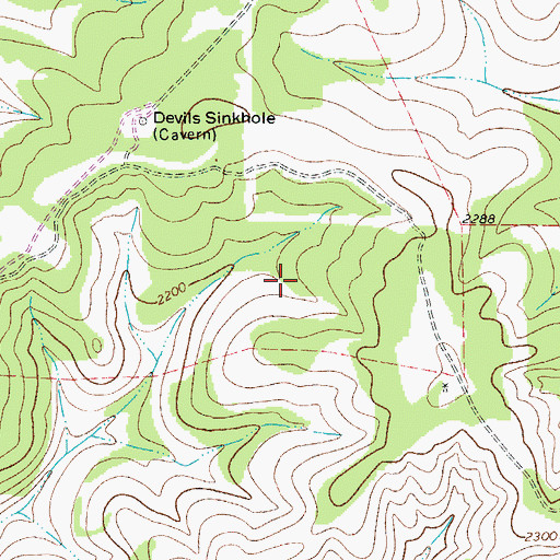 Topographic Map of Devils Sinkhole State Natural Area, TX