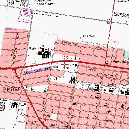 Topographic Map of Diaz Park, TX