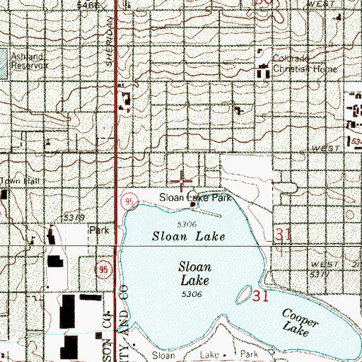 Topographic Map of Sloans Lake Park, CO