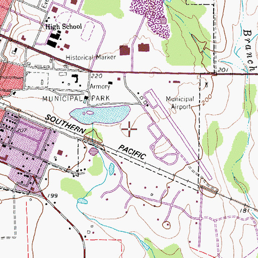 Topographic Map of Cuero Municipal Park, TX