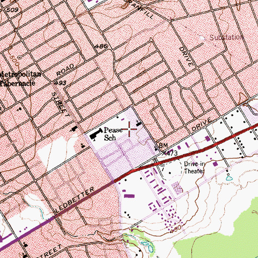 Topographic Map of Cummings Park, TX