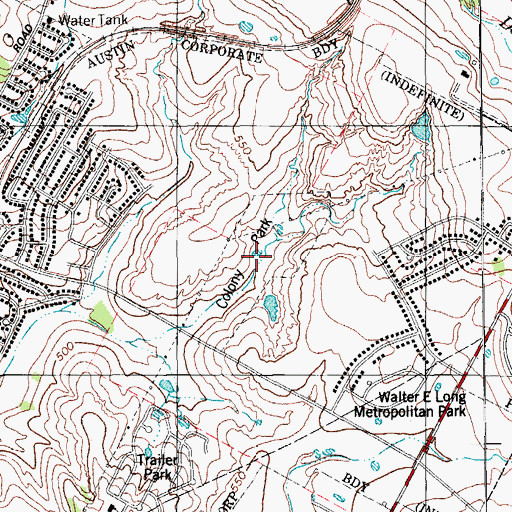 Topographic Map of Colony Park, TX