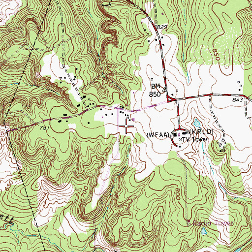 Topographic Map of Community Center Park, TX