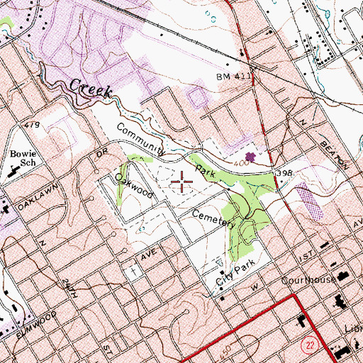 Topographic Map of Community Park, TX