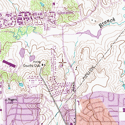 Topographic Map of Cottonwood Creek Park, TX