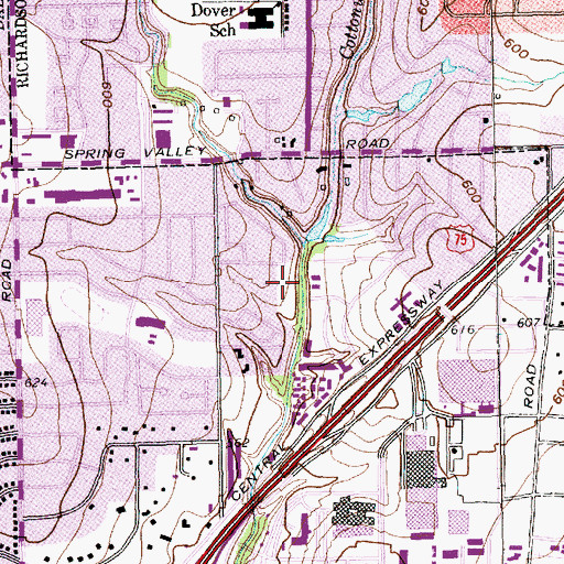 Topographic Map of Cottonwood Park, TX