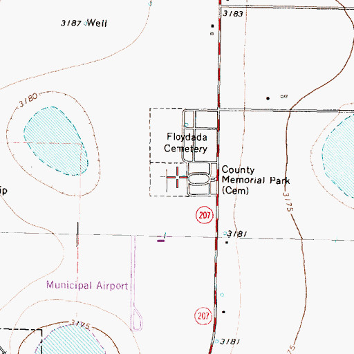 Topographic Map of County Memorial Park, TX