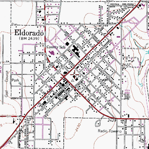 Topographic Map of Courthouse Square Park, TX