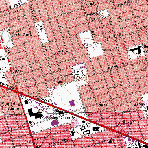 Topographic Map of Cowden Park, TX