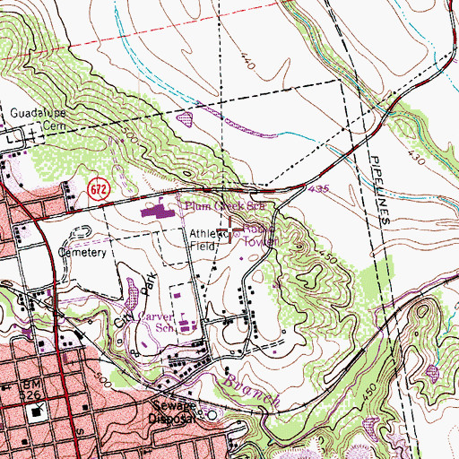 Topographic Map of Lockhart City Park, TX