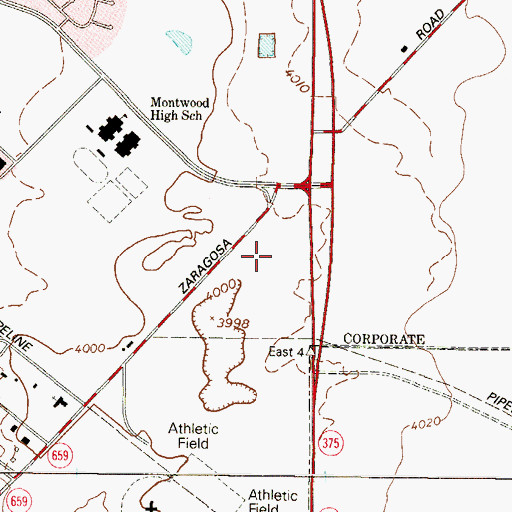 Topographic Map of Champions Sports Plex, TX