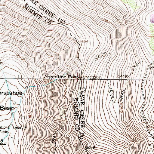 Topographic Map of Argentine Pass, CO