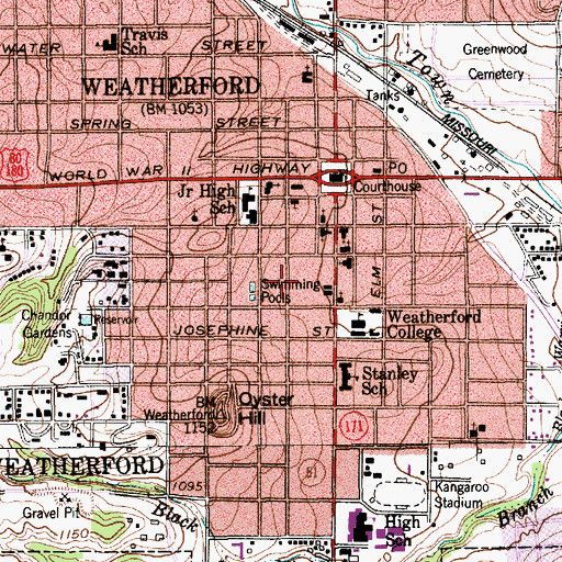 Topographic Map of Cherry Park, TX