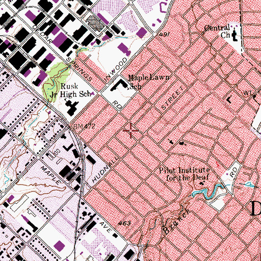 Topographic Map of Cherrywood Park, TX
