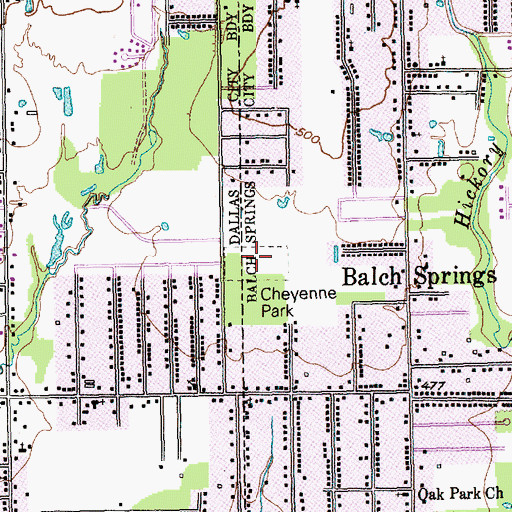 Topographic Map of Cheyenne Park, TX