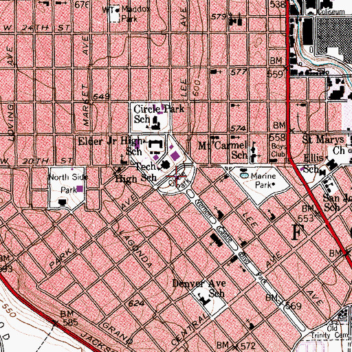 Topographic Map of Circle Park, TX