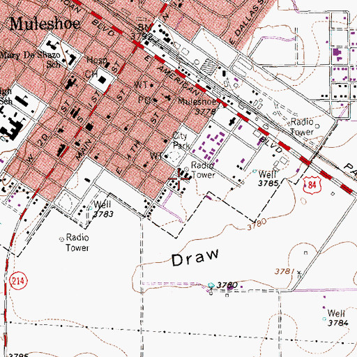 Topographic Map of City Park, TX