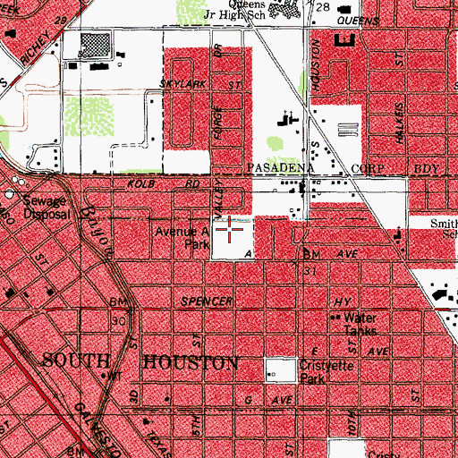 Topographic Map of City Park, TX