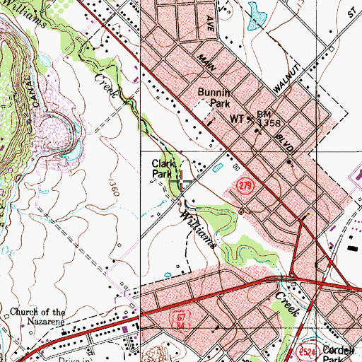 Topographic Map of Clark Park, TX