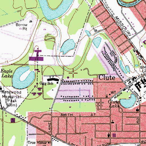 Topographic Map of Clute City Park, TX