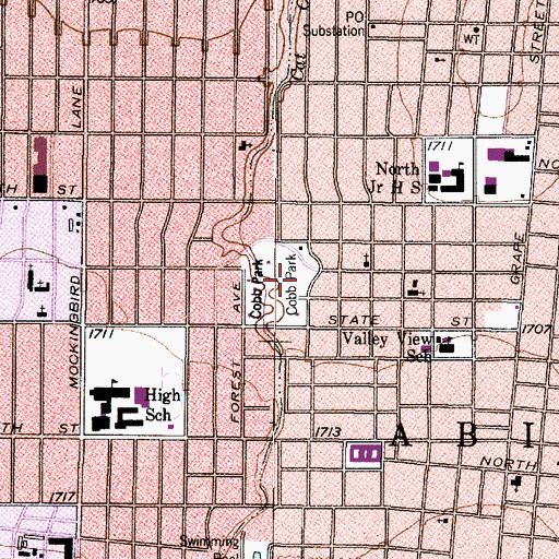Topographic Map of Cobb Park, TX