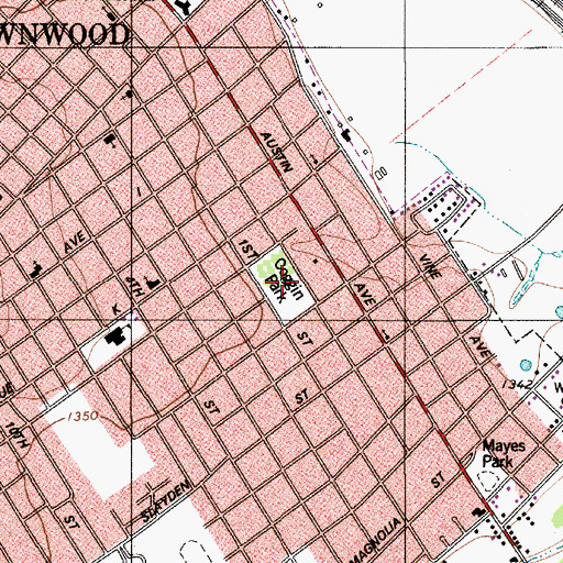 Topographic Map of Coggin Park, TX