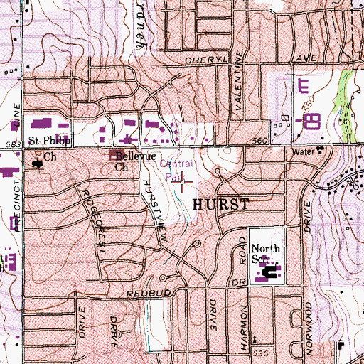 Topographic Map of Central Park, TX