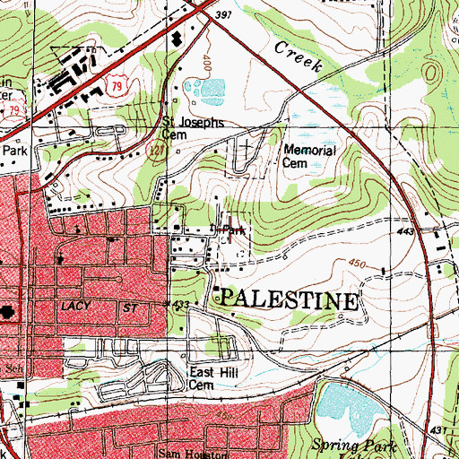 Topographic Map of Calhoun Streen Park, TX
