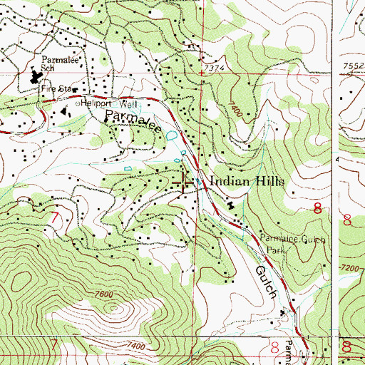 Topographic Map of Indians Hills, CO