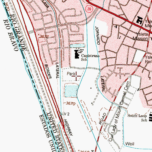 Topographic Map of Capistrano Park, TX