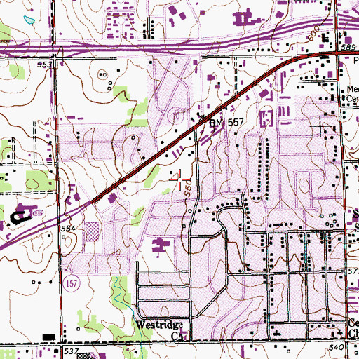 Topographic Map of Carr Park, TX