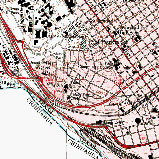 Topographic Map of Caruso Park, TX