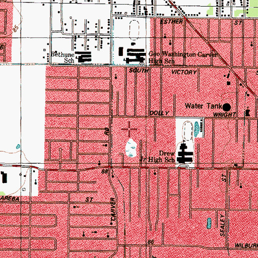 Topographic Map of Carver Park, TX