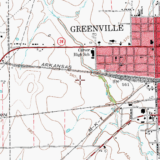 Topographic Map of Carver Park, TX