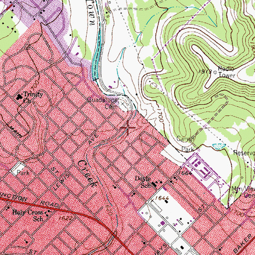 Topographic Map of Carver Park, TX