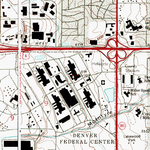 Topographic Map of Denver Federal Center, CO