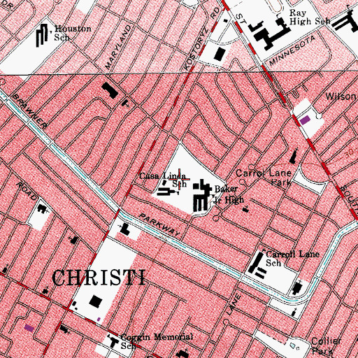 Topographic Map of Casa Linda Park, TX