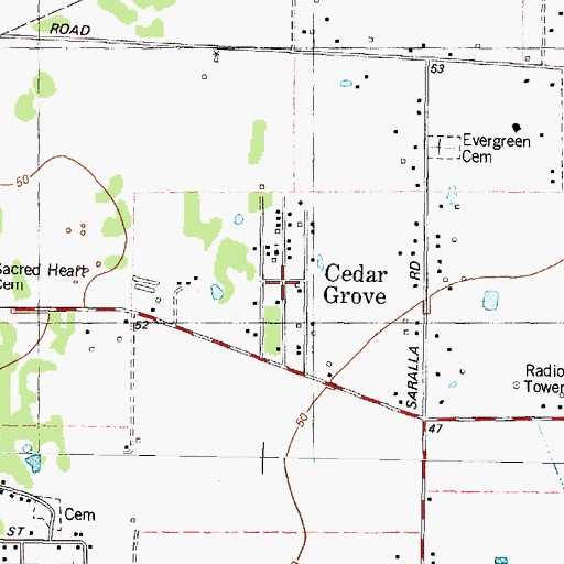 Topographic Map of Cedar Grove Park, TX