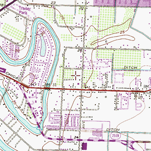 Topographic Map of Central Avenue Park, TX