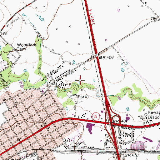 Topographic Map of Bunert Park, TX