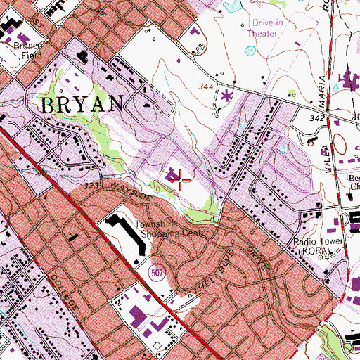 Topographic Map of Bunton Park, TX
