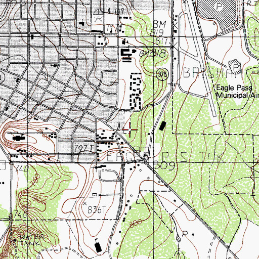 Topographic Map of Burr Park, TX