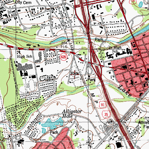 Topographic Map of Bustin Memorial Park, TX