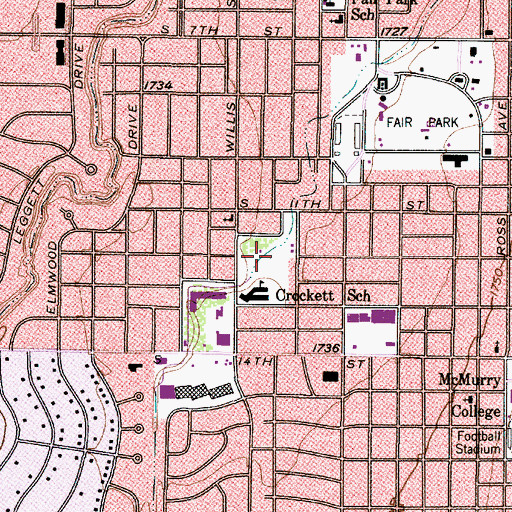 Topographic Map of C W Gill Park, TX