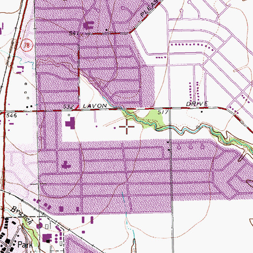 Topographic Map of Bradfield Park, TX