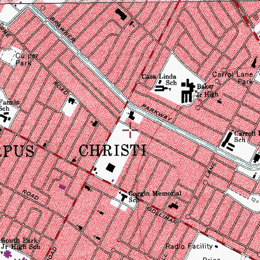 Topographic Map of Brawner Park, TX