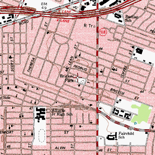 Topographic Map of Bricker Park, TX