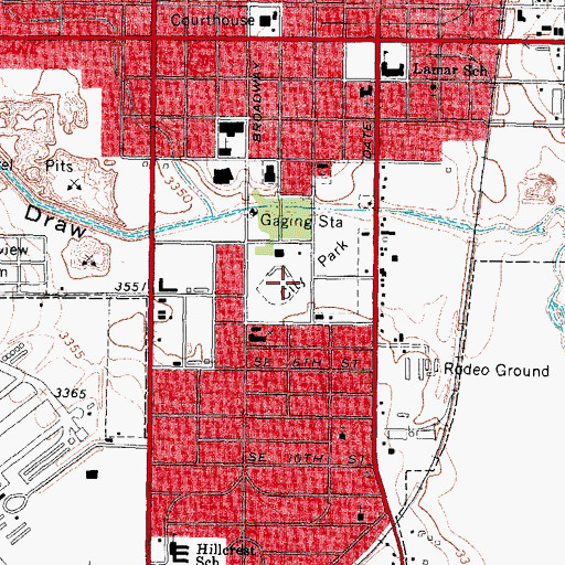 Topographic Map of Broadway Park, TX