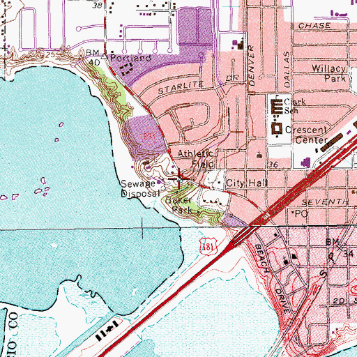 Topographic Map of Broadway Park, TX