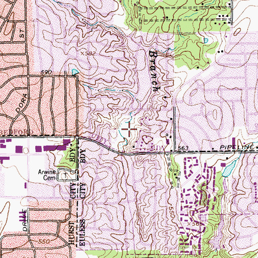 Topographic Map of Brook Hollow Park, TX